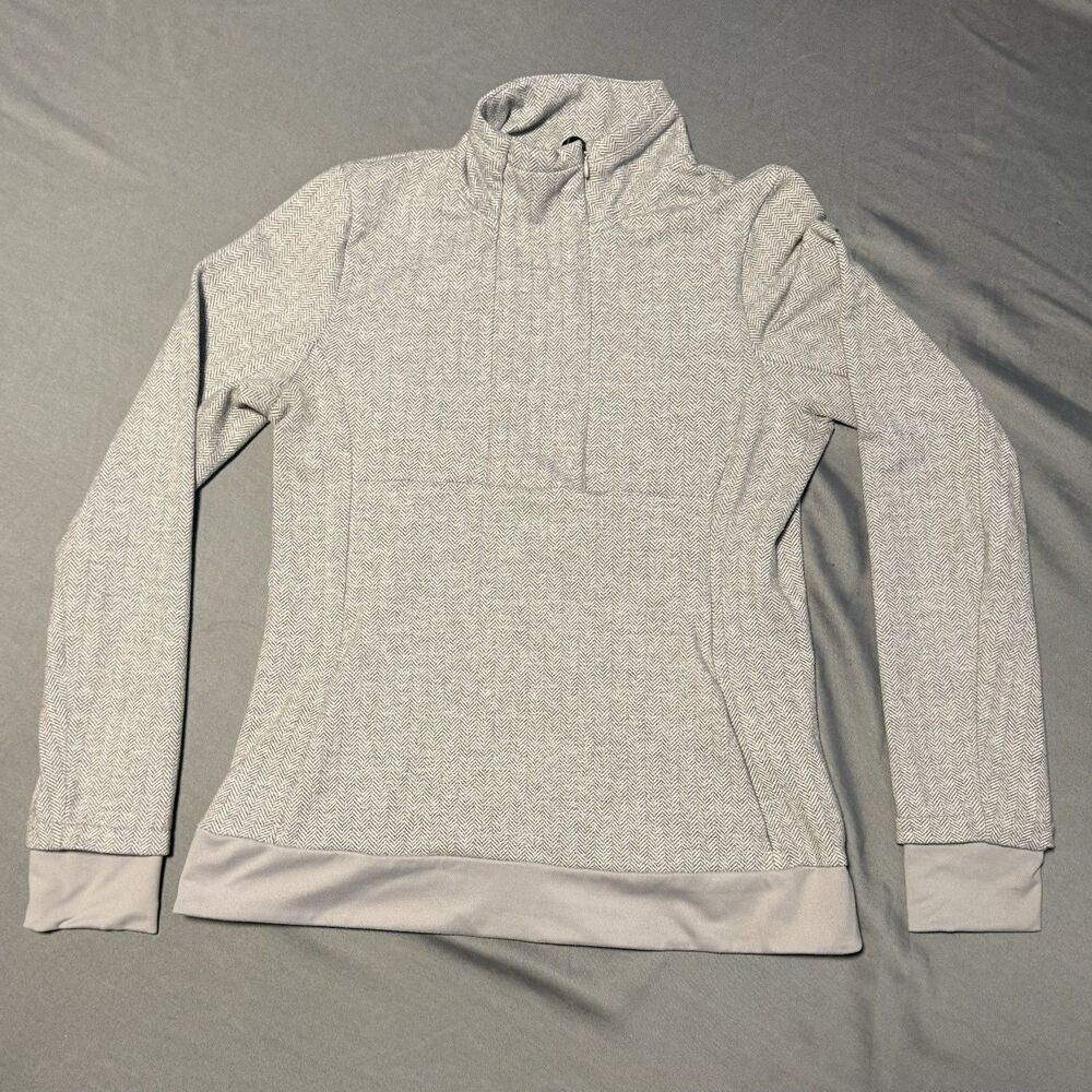 Kyodan Women's Size Medium Gray Sweatshirt Long Sleeve 1/4 Zipper Mock Neck